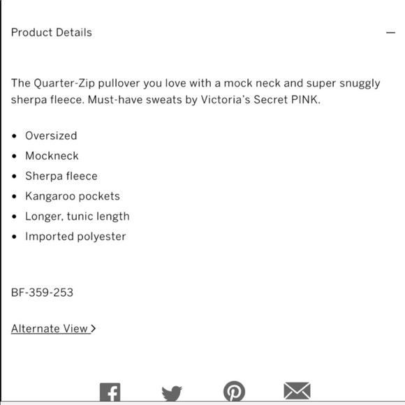 Vs pink boyfriend half zip Sherpa pullover pink XS - Picture 4 of 4